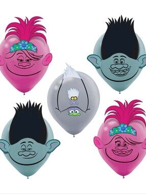 Trolls World Tour Latex Balloon Decorating Kit, 12-Inch, 6-Pack